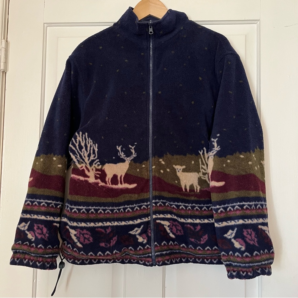 Vintage Northern Reflections Reversible Fleece Jacket with Deer Pattern | small - Picture 1 of 15